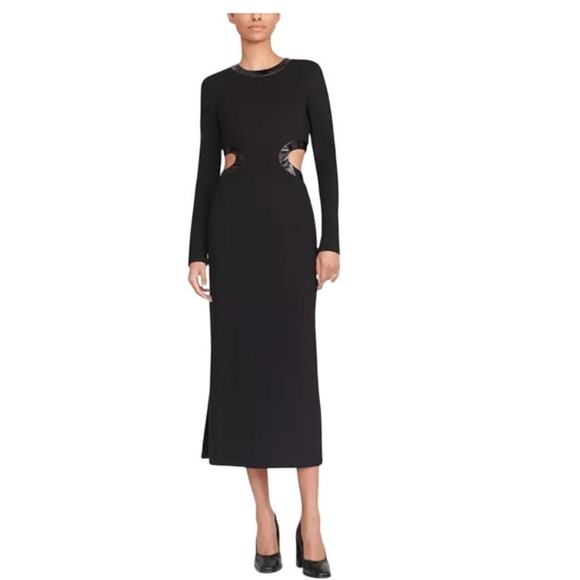 NEW Staud black cutout long sleeve midi dolce dress size medium - Picture 1 of 12